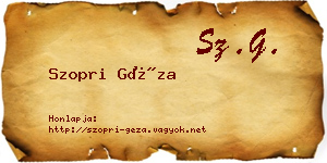 Szopri Géza névjegykártya